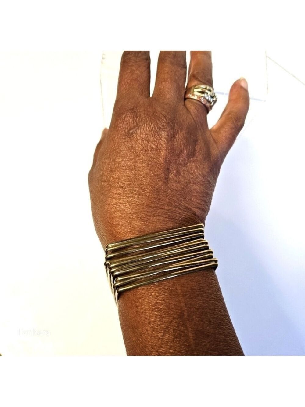Vintage 3-sided Gold-tone Open Cuff Square Bracelet